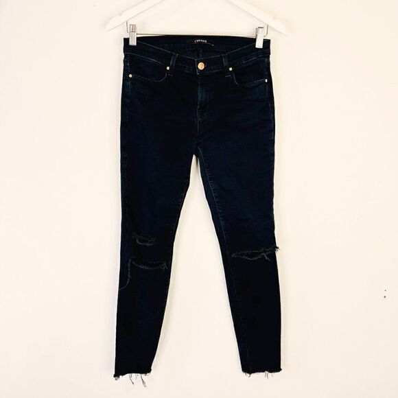 J Brand Cropped Skinny Destroyed Raw Hem Jeans in Blue Mercy - Picture 1 of 8